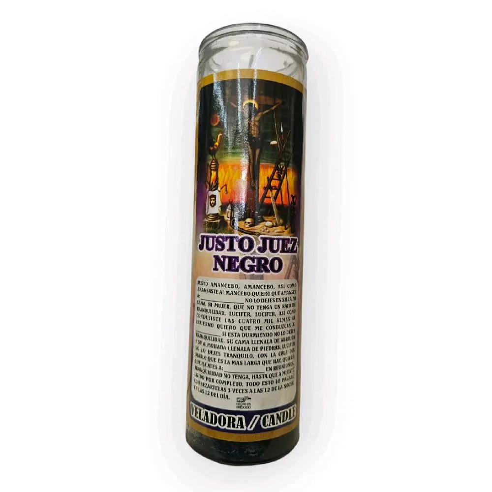 Just Judge Black Divine Justice Non-Toxic Paraffin Aromatherapy Candle with Printed Prayer, Home Decor Candle Packaging for Powerful Protection Against Spiritual Attacks, Legal Problems & Hidden Enemies, Home Supplies, Light, Decoration