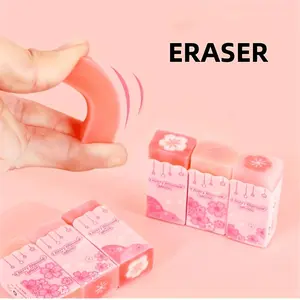 Sakura Transparent Erasers in 1/6/12pcs, Cute Cherry Blossom Design, No Residue Cleaning, Ideal for Artists, Art Supplies & Back to School Gifts