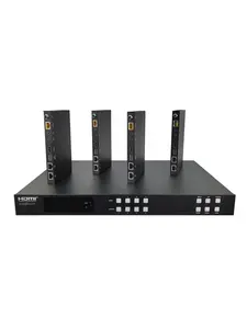 BZB Gear BG-UM44-100M-KIT 4X4 HDMI & HDBaseT Matrix Switch with Bi-directional IR & ARC Function, Black
