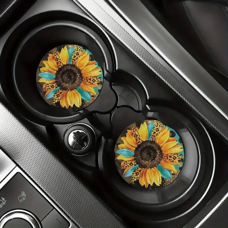 2pcs Car Cup Holder Coasters for Drinks, Stylish, Cute and for Men and Women, Car Interior Accessory, Car Interior Decorative Perfect Gift for Vehicle Enthusiasts, Car Decoration, Car Accessories Cute