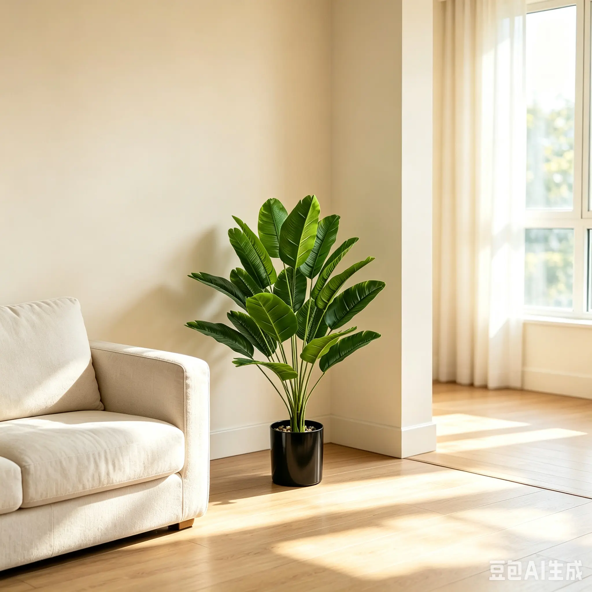32" Artificial Bird of Paradise Fake Plant, Lifelike Tropical Faux Banana Leaf Potted Plant, No Maintenance Greenery Decor for Living Room Entryway