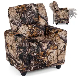 COSTWAY - Kids Recliner Chair Push Back Toddler Reclining Armchair with Cup Holder-Camouflage