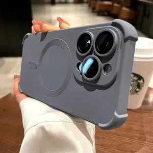 Luxury Magsafe Wireless Charge Case For iPhone 17 16 15 14 13 12 Pro Max Plus Air Soft Liquid Silicone Magnetic Shockproof Cover