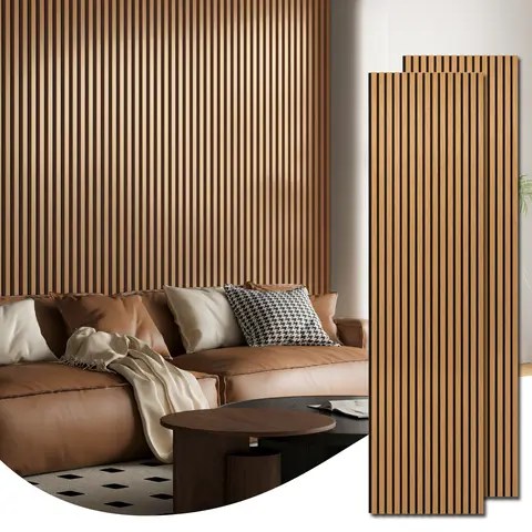 Art3d 3D Decorative Wall Panels - Wooden Acoustic Fluted Veneer, 24"x94.5" 2-Pack, 31 Sq.Ft Coverage, 3D Sound Absorb Home Decor Items for Ceiling/Wall, Living Room Indoor Home Improvement Solution