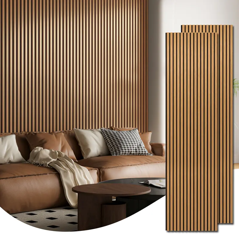 Art3d 3D Decorative Wall Panels - Wooden Acoustic Fluted Veneer, 24"x94.5" 2-Pack, 31 Sq.Ft Coverage, 3D Sound Absorb Home Decor Items for Ceiling/Wall, Living Room Indoor Home Improvement Solution