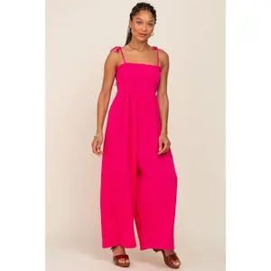 Fuchsia Sleeveless Cropped Jumpsuit
