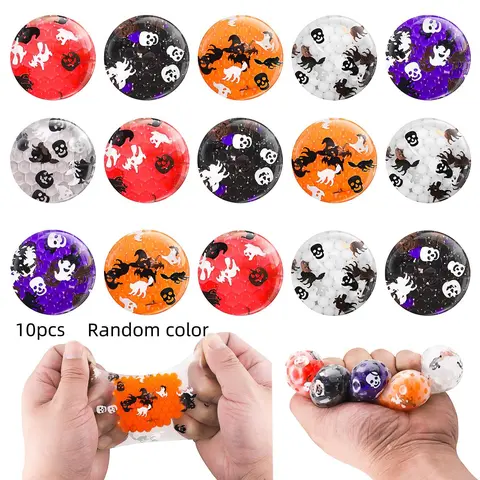 Halloween Stress Relief Balls, 10 Pack Squeeze Balls, Squishies, Tpr Material, Perfect for Candy Bags, Classroom Prizes, Party Gifts