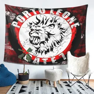Olympiakos Gate 7 Backdrop Soccer Fan Tapestry Wall Hanging, Sports Photography Background, Polyester Wall Decor for Bedroom, Gaming Room, Fan Cave, Bar Area, Party Decor