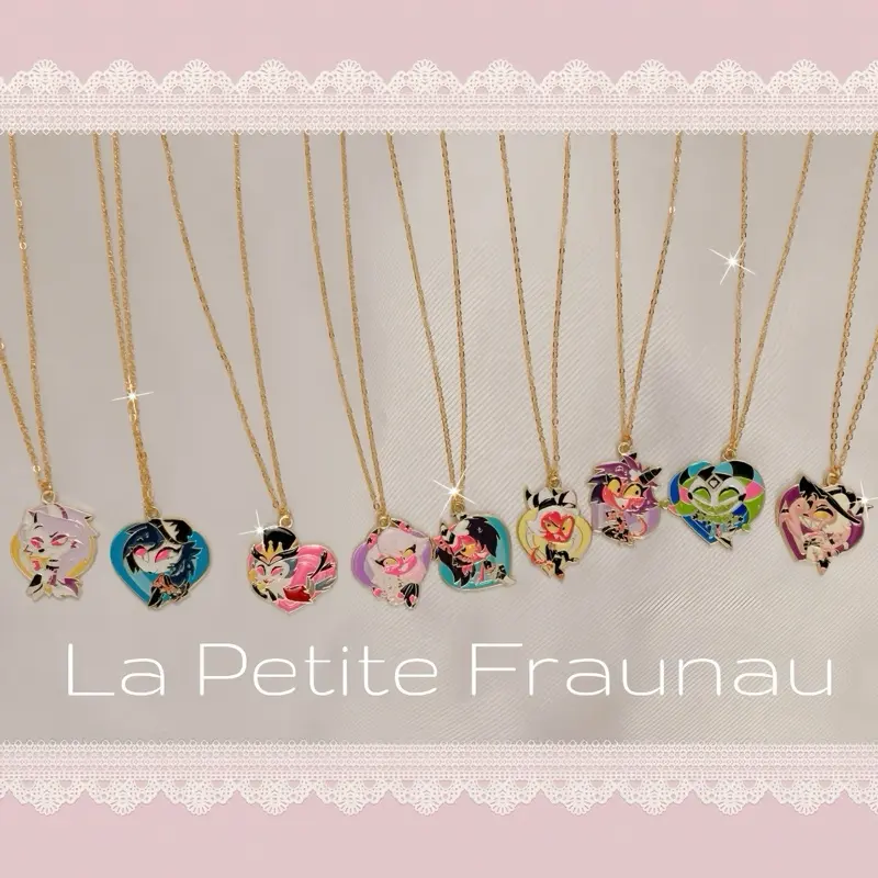 Custom Handmade Kawaii Helluva Inspired Fizzarolli Striker Millie Loona Moxxie Octavia Sallie May Blitzo Stolas Y2K Rainbow LGBT Jfashion Hellaverse Colorful Alternative Necklace
