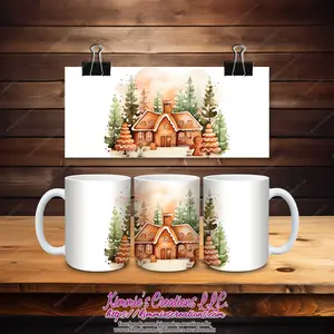 Gingerbread House Mugs - Ceramic Coffee Drinkware with Reusable Design, Reusable and Washable, Ideal for Coffee Drinking