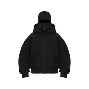 Balaclava Hoodie Jacket, Fashionable Zipper Double-Layer Hooded Shirt, Motorcycle Hoodie, Y2K Unisex Apparel, Windproof Warm Coat, Stylish Comfortable Top，muslim girl