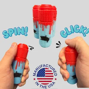 Little Ouchies Spin Click – Sharks Collection, Intense Multi-Sensory Spinner Click Keychain for Pain Stim, Anxiety, ADHD Focus, Bold Sensory Fidget Tool for Adults