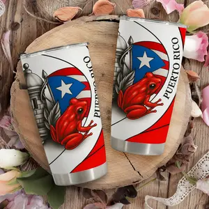 1pc 600ml Puerto Rico Symbol Pattern 304 stainless steel large capacity travel mug.throw blanket. comfy throw blanket. 20oz insulated water bottle. chairs ideal for Puerto Rico lovers and as a commemorative gift