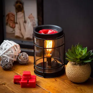 Vintage Bulb Electric Candle Warmer with Timer | Black Plug in Fragrance Warmer for Scented Wax Melts, Cubes, Tarts | Air Freshener Set for Rustic Home Décor, Office, Gifts C.G.G. INC.