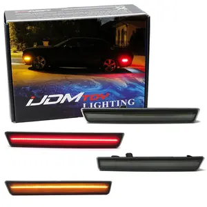 iJDMTOY Smoked Lens Amber/Red Full LED Side Marker Light Kit For 2015-22 Dodge Challenger, Powered by Total 180-SMD LED