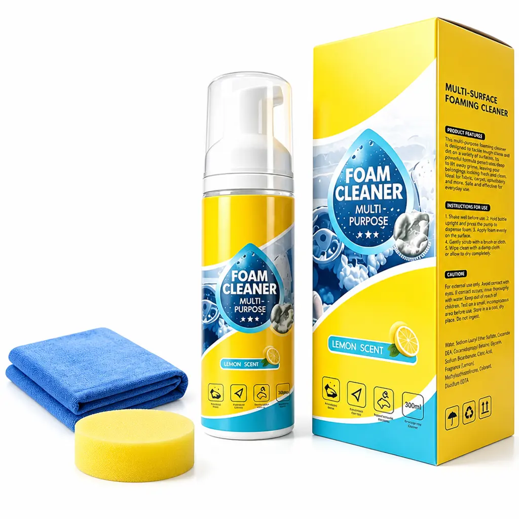 【GIFT WITH PURCHASE】4-in-1 Multi-Enzyme Foam Cleaner, New Foam No-Rinse Cleaner, All-Purpose Deep Cleaning Spray for Car Interior, Kitchen Grease, Bathroom Tiles, Sofa Upholstery