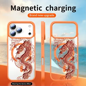 Chinese dragon for iPhone 17 Pro Max /16Pro /15/14/13 Transparent magnetic phone case Cover, comfortable to hold, protects your phone