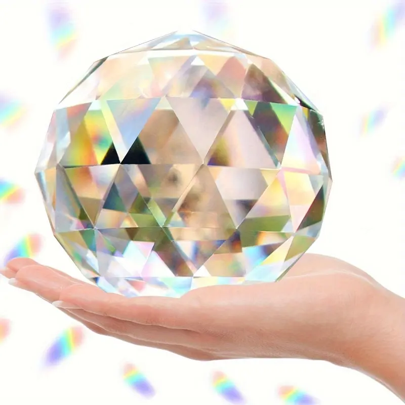 80mm Crystal Glass Sphere with Rainbow Prism - Elegant Romantic Gift for Windows, Home Decor, Office, Coffee Shops, and More