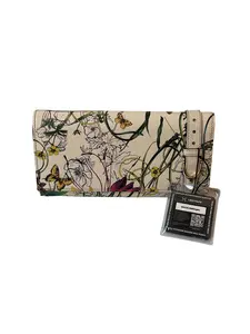 Pre-owned GUCCI leather Shoulder Bags Calfskin Flora Nice Wallet White (62KA)