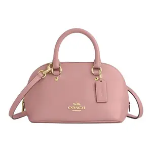 Coach Satchel Lara 22 Mini Crossbody Handbag for Women, Wraparound Zip Closure, Genuine Leather, Pink