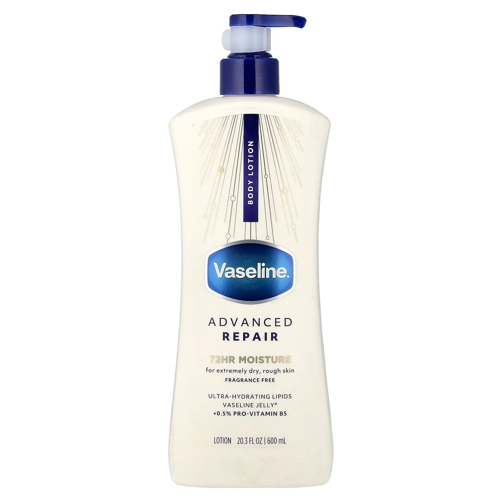 Vaseline Advanced Repair Body Lotion, Fragrance Free, 20.3 fl oz (600 ml)
