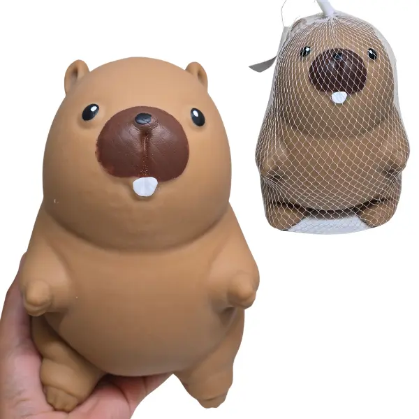 Jumbo Beaver or Capybara Animal Squishy Large and Soft Texture Round Stress Relief Fidget Toy