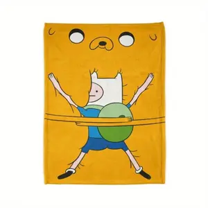 Adventure Time Cartoon Blanket Finn And Jake Ultra Soft Cozy Warm Flannel Fleece Plush Throw Y2K Nostalgia Viral Aesthetic Fun Cute Kawaii Kids Boys Bedroom Home Decor Bed Couch Sofa Lightweight All Season Snuggly Birthday Gift Teens Fans Merch