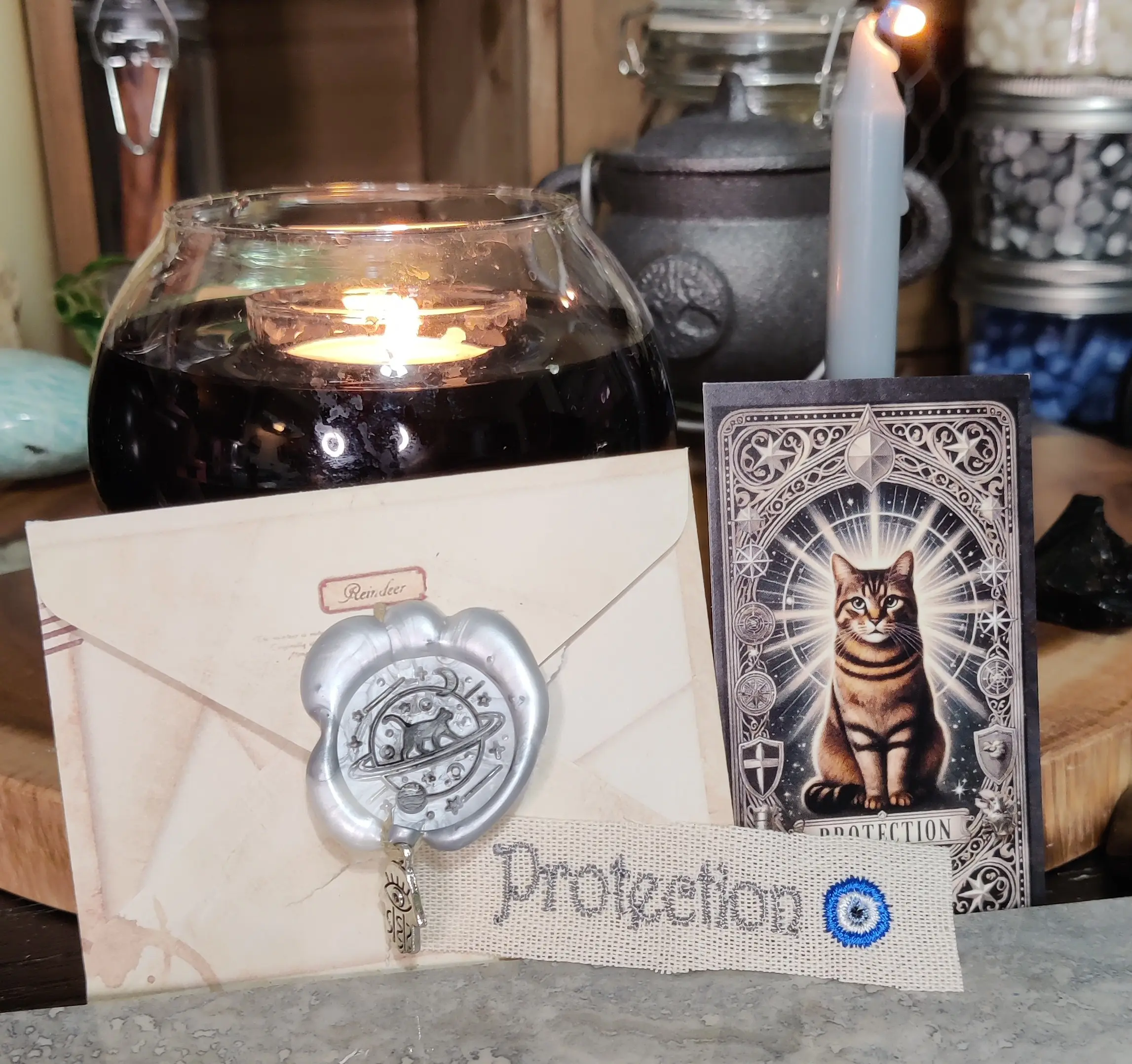 Protection Manifestation Advanced Charm Kit - Cotton Embroidery & Pewter Charm