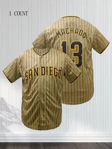 Men's Baseball Jersey, Breathable V Neck Short Sleeve Embroidered Baseball Top,Retro Letter Design Baseball Top for Training Competition, and Casual Wear, Sports Top, Athletic Apparel