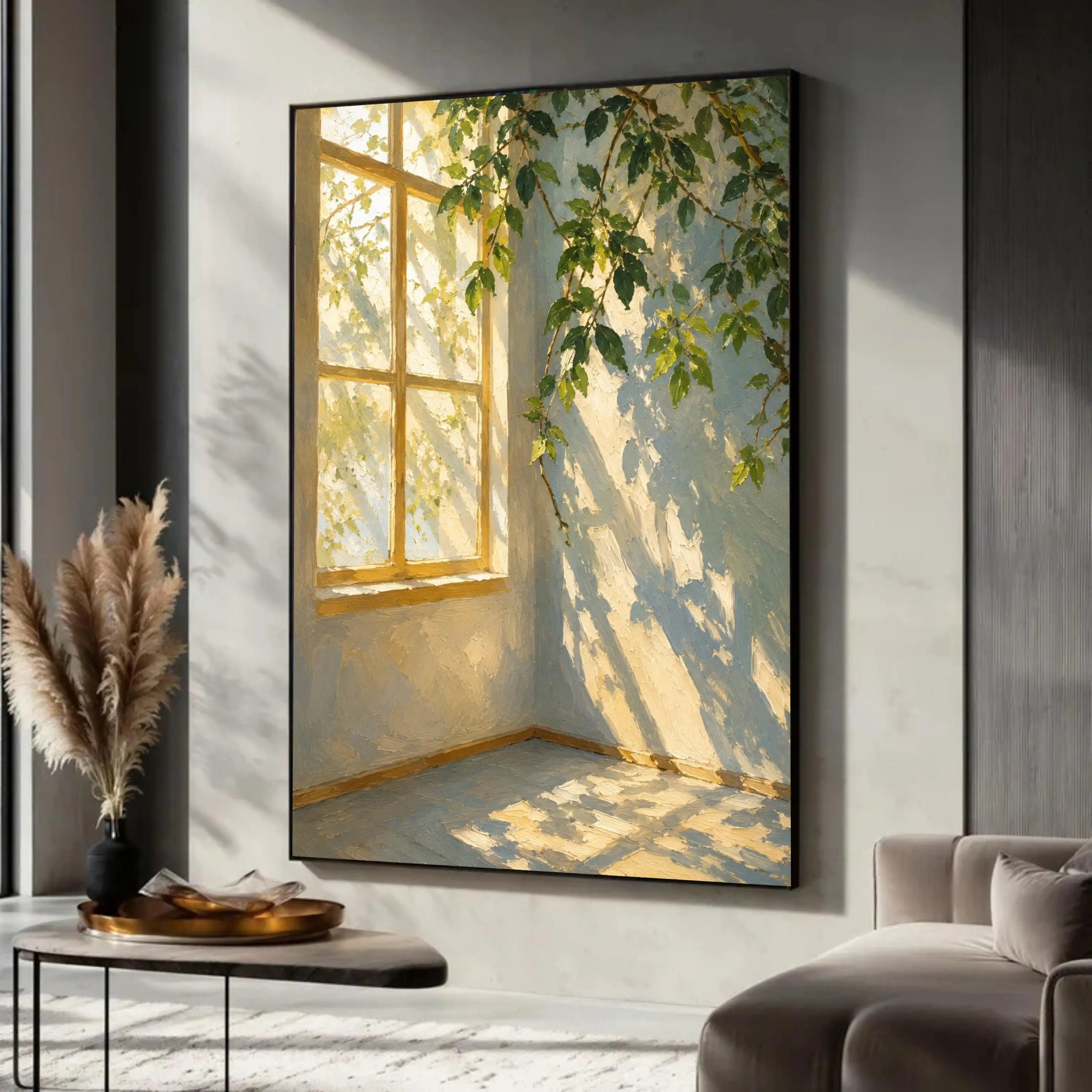 [Sale off up to 40%] [Frame Canvas] Morning Light Canvas Print, Sunlit Window Wall Art, Botanical Nature Home Decor