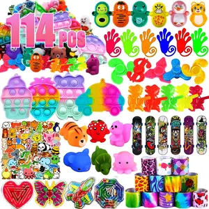 114Pcs Party Favors for Kids 4-8-12, Treasure Box Toys for Classroom, Treasure Chest Prizes in Bulk for School Classroom Rewards, Carnival Prizes, Pinata Fillers Goodie Bag Stuffers for Kids Party