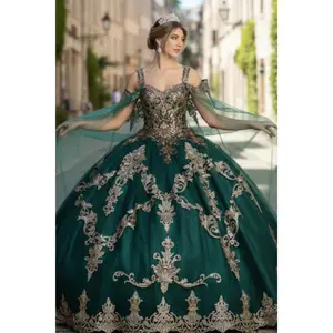 Green And Gold Quinceanera Dresses | Ball Gown by LK210