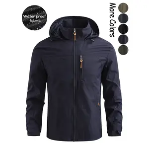 High-Quality Men's Casual Fashion Waterproof Windproof Durable Scratch-Resistant Comfortable Fitted Outdoor Sports Fishing Hooded Jacket Versatile with Detachable Hood, Zippered Pockets, Hiking Climbing Breathable Mesh Lining Top Jacket The Perfect Gift C