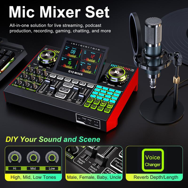 【Live Exclusive】 Tenlamp G10-P15 Mixing Sound Card Kit, customizable sound effects, two-level noise reduction, equipped with a condenser microphone, suitable for livestreaming, gaming, singing, podcasting, and more. #TikTokBlackFriday