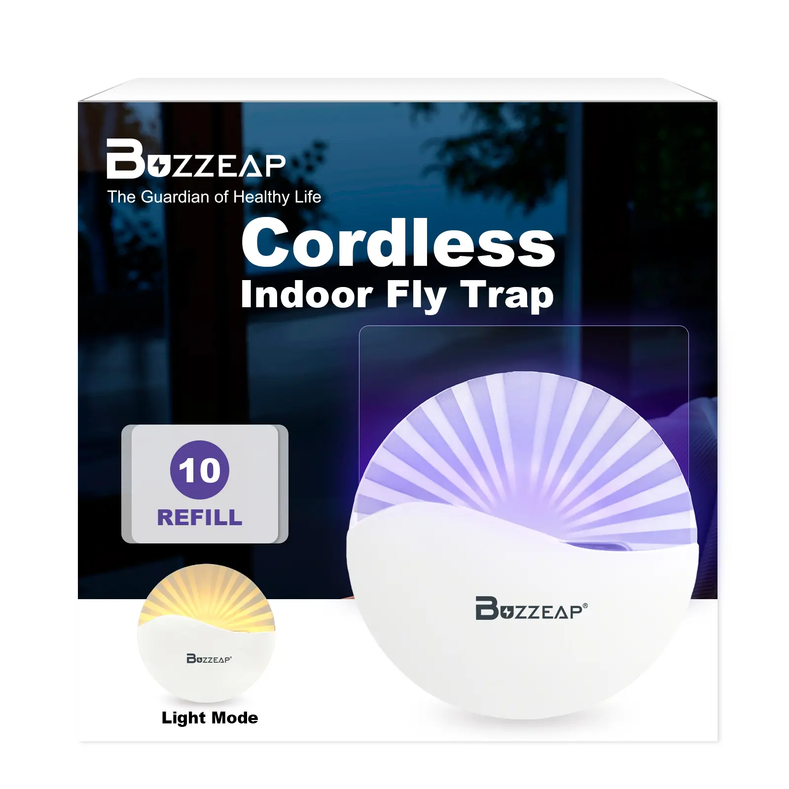 2026 New Fruit Fly Traps for Indoors, Rechargeable Indoor Fly Trap with 365nm+395nm UV Light, Bug Killer, Cordless Flying Insect Trap for Gnat Fly Moth, 10 Refills Included
