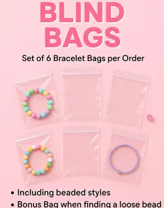 Bracelet  Bags - 6 Bags per Order, Assorted Styles Including Beaded Bracelets, Bonus Loose Bead Feature, Perfect for Gifting & Collectors