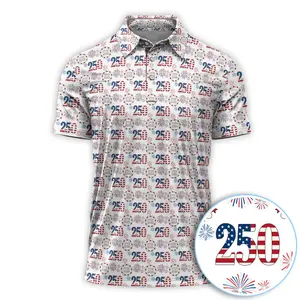 Patriotic USA 250 Golf Polo Shirt Mens Crazy Golf Shirt for Golfer