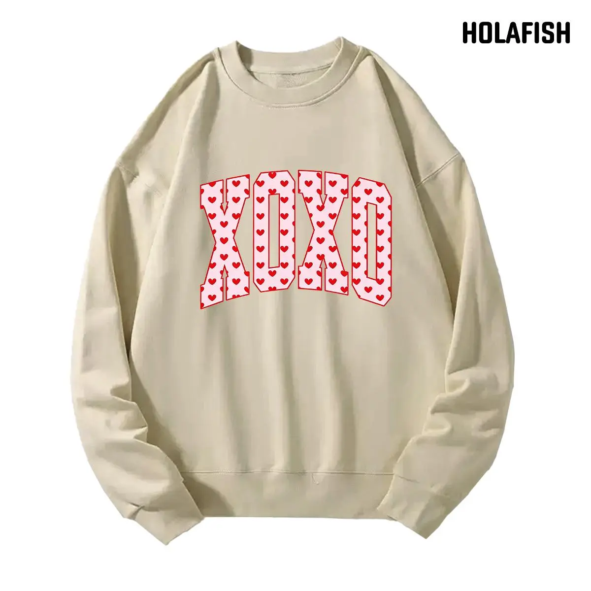 Holafish Women's Retro Letter Print Sweatshirt, Oversized Casual Crewneck Pullover, Comfy Cotton Top with Long Sleeves for Everyday Wear