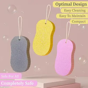 3D Exfoliating Sponge Scrubber, Powerful Mud Removal Bath Towel, Gentle Back Scrub for Kids & Babies, Pain-Free Body Cleaning Tool, Exfoliating Net Sponge