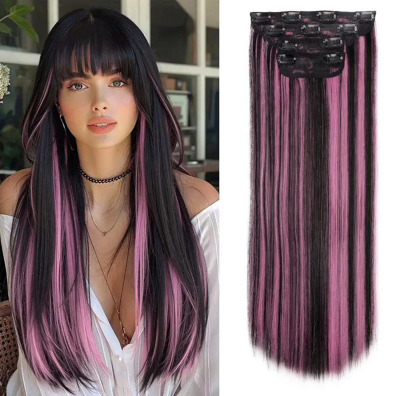20inch Straight Pinkish Purple mix Natural Black