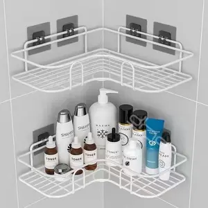 No-Drill Corner Shower Shelf: 3-Tier Strong Adhesive Bathroom Organizer for Toilet, Bath & Sink