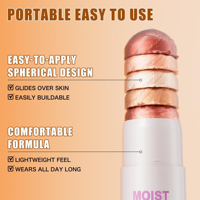Moist Shimmering Highlight Stick, Easy Glide Cream Contour for Natural Radiant Glow, Portable Makeup Stick for Everyday Use.