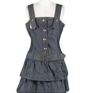 Pre-owned Burberry London Denim Jumper Size 38 Unuse with Ruffled Hem and Buckle Detail