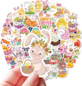 100PCS Easter Stickers, Cute Bunny, & DIY Craft Supplies, Durable, Reusable Easters Decorations