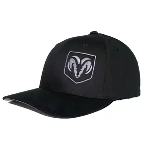 Ram Embroidery Hat, Black Adjustable Embroidered Hat