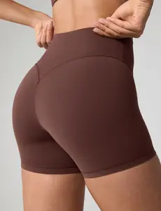 UNISSU Hugcurve No Front Seam High Waisted Workout Biker Shorts for Women 4" Tummy Control Buttery Soft Yoga Gym Short Pants