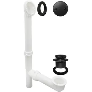 593244-62 White 1-1/2" Tubular Tip Toe Bath Waste Drain Kit, Matte Black, 1 Pack