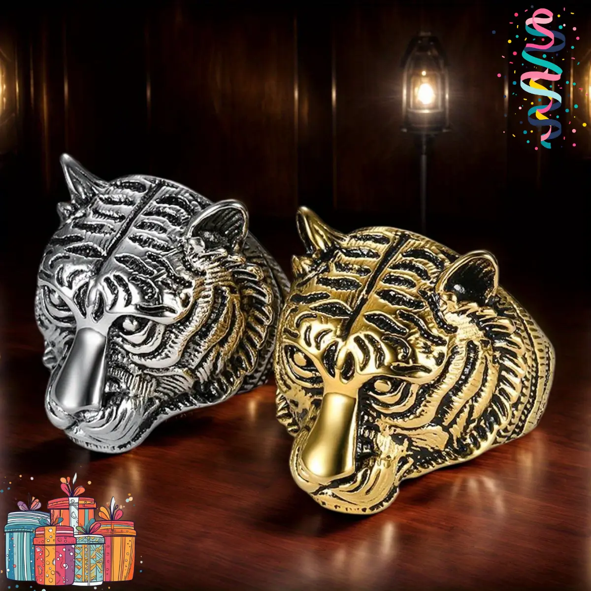 Women's 1pc Stainless Steel European-American Fashion Domineering Tiger Head Ring - Casual Trendy Costume Jewelry, Ideal for Daily Wear, Holiday Gift for Family, Stainless Steel Rings