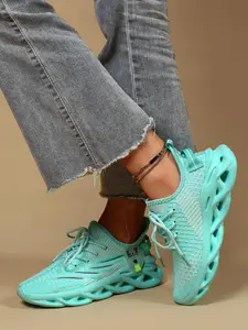 Unisex's Lace Up Platform Sneakers, Casual Breathable Comfortable Sports Knitted Running Shoes, Fashionable Sneakers for Daily Wear