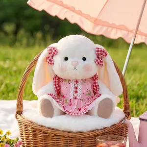 Getahug Pink Cherry Dress Jointed Bunny Plush | Handmade Stuffed Animal Gift